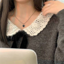 Женское винтажное ожерелье с подвеской в виде черного сердца, из титановой стали 2024 - купить недорого