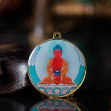 Estatua de Buda Amitabha pequeño Thangka, budismo tibetano, colgante de lámina de cobre 2024 - compra barato