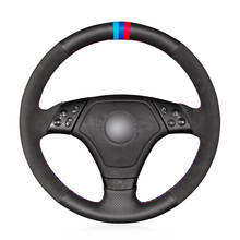Сшить вручную черный из натуральной черной замши чехол рулевого колеса автомобиля для BMW E36 E46 E39 2024 - купить недорого