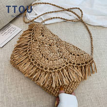 Fashion Straw Shoulder Bag For Women 2022 Handmade Woven Raffia Handbag Bohemian Beach Shopping Crossbody Female Tote Clutch 2024 - buy cheap