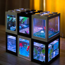Мини-аквариум светодиодный аквариум мини-аквариум блочный ящик для рептилий USB зарядное устройство декор для офисного стола океан Betta Черепаха коробка 2024 - купить недорого