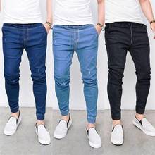 Calça jeans masculina plus size, skinny, com cintura elástica, plus size, tamanhos grandes 2024 - compre barato
