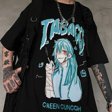 y2k Gothic Loose black Harajuku Anime and letter  Print women tee Summer Kawaii Women Punk Short Sleeve Vintage T-shirt Grunge 2024 - buy cheap
