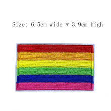 Bandeira do arco-íris frete grátis remendo bordado 6.5cm de largura costura em/sala decoração/listra/colorido (10 peças) 2024 - compre barato