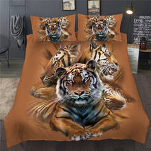 3D Animal Tiger Printed Bedding Set Brown Duvet Quilt Cover Set Single Double Twin Queen King Bed Clothes For Child Kid Adult 2024 - buy cheap