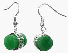 Brincos tibetanos design especial de 1 1/5 ", verde, jade natural 2024 - compre barato