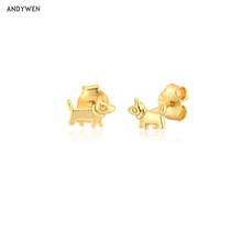 ANDYWEN 925 Sterling Silver Small Gold Dogs Small Piercing Five Animsl Mini Stud Earring Ohrringe Luxury Fashion Jewels 2024 - buy cheap