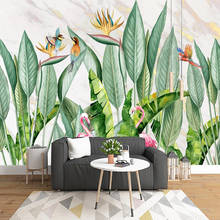 Custom 3D Wallpaper Modern Tropical Rain Forest Plants Flowers And Birds Photo Wall Mural Living Room TV Sofa Papel De Parede 3D 2024 - buy cheap