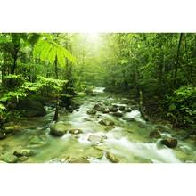 Fondo de fotografía de vinilo para estudio fotográfico, telón de verano con bosque Tropical, Selva, río, paisaje verde, naturaleza, bebé, cumpleaños 2024 - compra barato