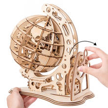 3D Globe Wooden Puzzle Mechanical Drive Model Transmission Gear Rotate Assembling Puzzles Home Office Decoration Educational Toy 2024 - buy cheap