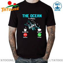 Camiseta masculina de mergulho tatooine, camiseta para homens engraçada como o oceano, mergulho 2024 - compre barato