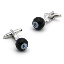 Men's Snooker Cufflinks Quality Brass Material Black Color Pool Eight Ball Cuff Links Wholesale & Retail Free Shipping 2024 - buy cheap