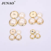 JUNAO 6 8 10 12 14mm White Pearls Beads Appliques Plastic Spikes Studs Round Pearl Rivet for Leather Clothes Shoes DIY Crafts 2024 - buy cheap