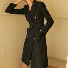 Женское приталенное пальто с длинным рукавом, металлическими пуговицами и поясом 2024 - купить недорого