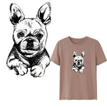 White Black Bulldog Patch Dog Stickers Iron on Patches for Clothing T-shirt Heat Transfer Diy Accessory Appliques 2024 - buy cheap
