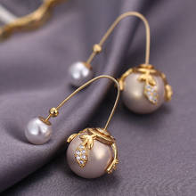 Imitation Pearl Beads Rhinestone Flower Copper Long Drop Earrings 2019 Brand Fashion Romantic Earring For Women Party Jewelry 2024 - buy cheap