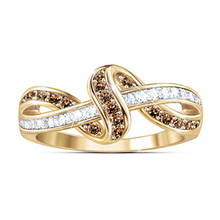 Conjunto de anel de cobre de zircônia feminino, conjunto de linhas requintadas e enroladas em duas cores com strass, joia feminina, presente de casamento 2024 - compre barato