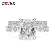 OEVAS Luxury Real 925 Sterling Silver High Carbon Diamond Zircon Engagement Ring Sets Wedding Band Fine Jewelry Gift Wholesale 2024 - buy cheap