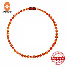 HAOHUPO Top Hot Quality Cognac Classic Fashion Nature Stone Baltic Jewelry Amber Necklace Women Necklace Baroque Baby Necklace 2024 - buy cheap