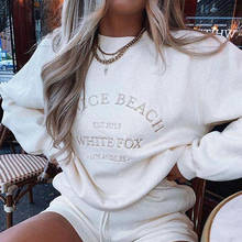 Letters Printed White Crewneck Sweatshirt Women Winter Tops New Korean Fashion Pullovers Casual Oversized Cool Girls Streetwear 2024 - buy cheap