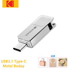 Kodak-pen drive metálico usb3.1 tipo c, 32gb, 64gb, 128gb, usb, dual memória, otg, para smartphone, laptop, macbook 2024 - compre barato