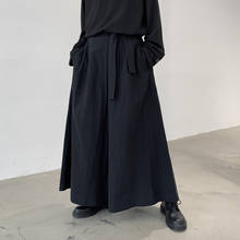 Уличная одежда длиной до бедер джоггеры карго-хоп панк Готическая лента шаровары брюки мужские в японском стиле повседневные Черные кимоно брюки с широкими штанинами для мужчин 2024 - купить недорого