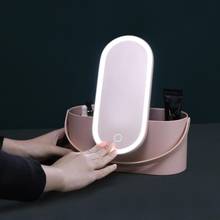 Caja de maquillaje con luz LED, espejo giratorio multifuncional, portátil, de viaje, organizador de cosméticos para mujer 2024 - compra barato