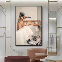 Girl with A Pearl Earring Canvas Painting Bathroom Nordic Posters and Prints Cuadros Wall Art Picture for Living Room Home Decor 2024 - buy cheap