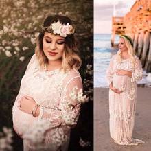 Vestido de gravidez fotografia maxi vestido de maternidade vestidos para sessão de fotos roupas de renda para grávidas vestido de mulher vestidos de tiro 2024 - compre barato