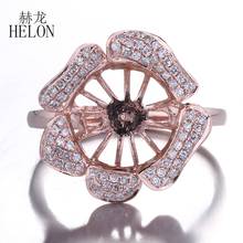 Helon anel de diamantes naturais de ouro rosa 10k, conjunto de semi-montagem de joias finas de aniversário de casamento, ajuste de anel redondo de 9.5-11.2mm 2024 - compre barato