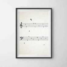 Sheet Music with Birds Vintage Poster Prints Music Wall Art Picture Canvas Painting Musical Notes Room Decor Music Teacher Gift 2024 - buy cheap