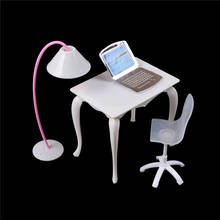 4pcs/Set Plastic Table Chair PC Lamp For 29cm Dolls Play Set For Girl Gift Miniature Furniture Toys Office Accessory 2024 - buy cheap
