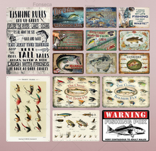 Fishing Decor Vintage Tin Sign Retro Metal Sign Wall Decor for Lake House Cabin Fishing Gift Metal Plate 2024 - buy cheap