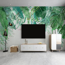 Custom Photo Hand Painted Watercolor Green Leaves Waterproof Wallpaper For Living Room Bedroom TV Background Wall Mural Painting 2024 - buy cheap
