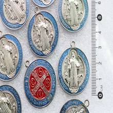 Medalha arredondada de benedito cruz, pingente antigo de santo benedito amuleto, acessórios para colar 2024 - compre barato