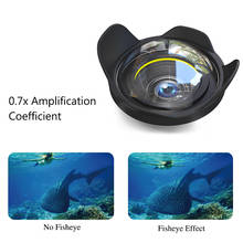 Gente de olho de peixe 67mm, ângulo amplo, lente para câmera de mergulho subaquática, à prova d'água, revestimento, bolsa 2024 - compre barato