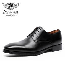 DESAI Spring Winter Formal Shoes Genuine Genius Leather Oxford Shoes For Men Black 2020 Dress Wedding Shoes 2024 - купить недорого