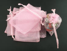 2021new  Organza Organza Jewelry Bags Drawable Rectangle Pink 12cm X9cm(4 6/8" X3 4/8"), 4 PCs 2024 - buy cheap