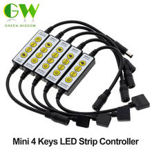 Minicontrolador de tira de luces LED de 4 teclas, DC5V-12V, Color único/doble Blanco/RGB/RGBW / RGB + CCT, SMD 5050 2835 2024 - compra barato