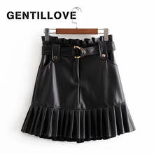 Gentillove-minifaldas plisadas de piel sintética para mujer, faldas cortas de cintura alta, elegantes, coreanas, combina con todo 2024 - compra barato