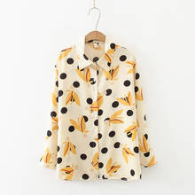 2021 Summer Woman Loose  Flower Dot Print Long Sleeved Chiffon Shirt 2024 - buy cheap