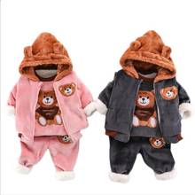 New Children Boys Girls Clothing Sets Toddler Baby Winter Woolen Vest Jackets Coat Pants Thick Warm Tracksuts Kids Sets0-4Y 2024 - buy cheap