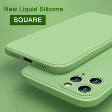 Новый роскошный квадратный жидкий силиконовый чехол для телефона iPhone 11 Pro Max X XS XR XS Max 7 8 Plus, однотонный мягкий чехол на заднюю панель 2024 - купить недорого