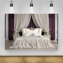 Leacco Vintage Interior Room Photographic Backdrops Headboard Bed Curtains Floor Portrait Photographic Background Photo Studio 2024 - buy cheap