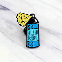 BULLSHIT исчезнет мультфильм бутылка синего цвета желтый спрей брошь эмаль на булавке, Креативная одежда аксессуары для сумок 2024 - купить недорого
