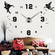 47 inch Acrylic Large Wall Clock Self-adhesive Angel Time Sticker DIY 3D Quartz Clocks Digital Watch for Living Room Home Decor 2024 - buy cheap