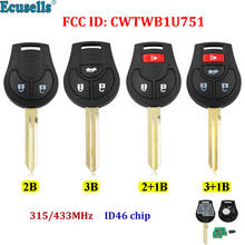 2/3/4 buttons Remote key 315mhz 433mhz ID46 chip for Nissan Note Micra Juke Duke Pathfinder with uncut key blade CWTWB1U751 2024 - buy cheap