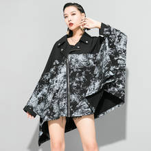 Spring 2021 New Women Coat Plus Size Loose Fit Black Pattern Printed Big  Feminine Jacket Lapel Long Batwing Sleeve  Fashion 2024 - buy cheap