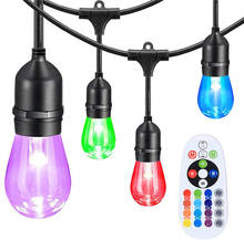 Guirnalda de luces RGB S14 para exteriores, luces colgantes con control remoto para jardín, Patio, Bar, cafetería, fiesta, decoración de boda 2024 - compra barato