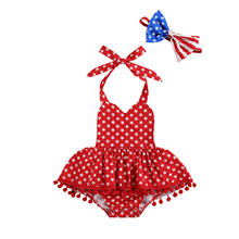 Baby Summer Clothing Newborn Baby Girl independence Day Clothes Star Print Romper Jumpsuit Headband 2PCS Outfits 2024 - buy cheap